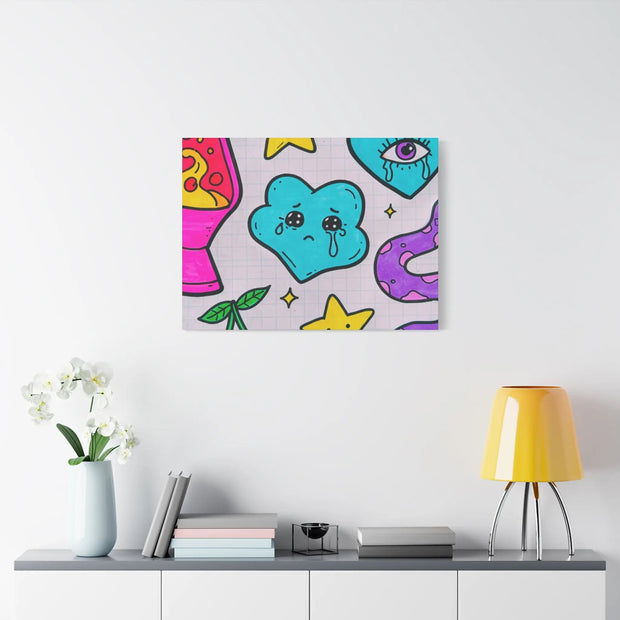 Kawaii Lava Lamp Sad Cloud Snake Matte Canvas Print LavenderCeleste
