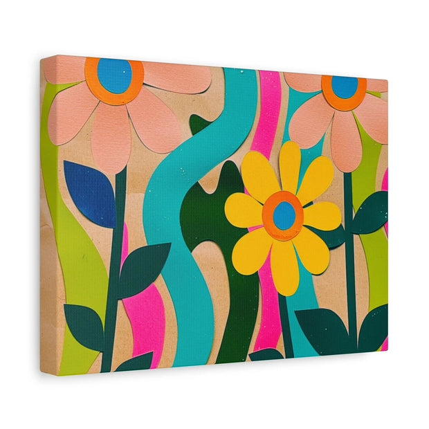 Groovy Paper Cut Flower Matte Canvas Art Printify