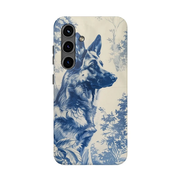 Blue Toile German Shepherd Scenic Tough Phone Case LavenderCeleste