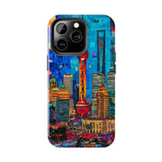 Shanghai Skyline Collage Pop Art Tough Phone Case LavenderCeleste