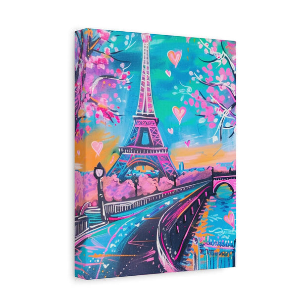 Pink Paris Eiffel Tower Dreamy Matte Canvas Art LavenderCeleste