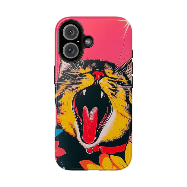 Yawning Cat Pop Art Bright Retro Aesthetic Tough Phone Case LavenderCeleste