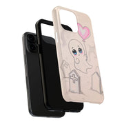 Sad Ghost with Heart Balloon Kawaii Tough Phone Case LavenderCeleste