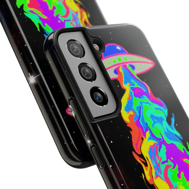 Psychedelic Neon UFO Abduction Tough Phone Case LavenderCeleste