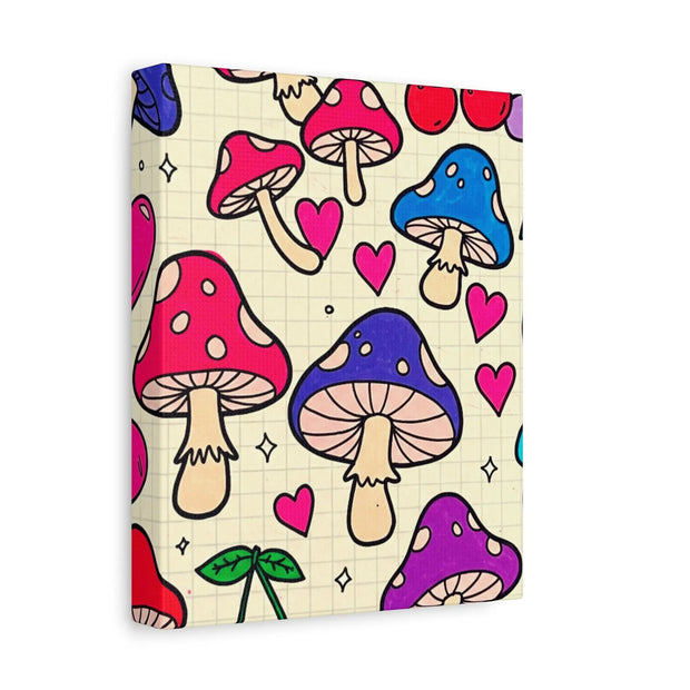 Kawaii Mushroom Cherry Flower Matte Canvas Print LavenderCeleste