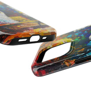 Lonely Ghost Tough Phone Case – Abstract Fall Park Bench Painting