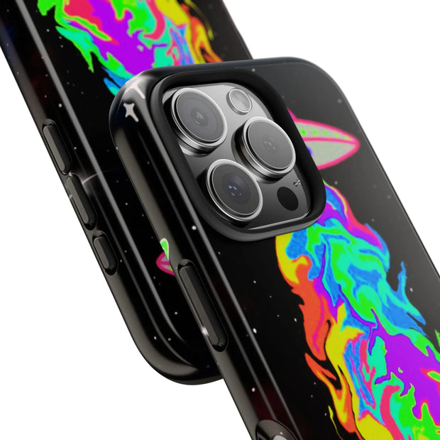 Psychedelic Neon UFO Abduction Tough Phone Case LavenderCeleste