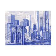 New York City Toile Art – Blue Scenic Skyline Matte Canvas Printify