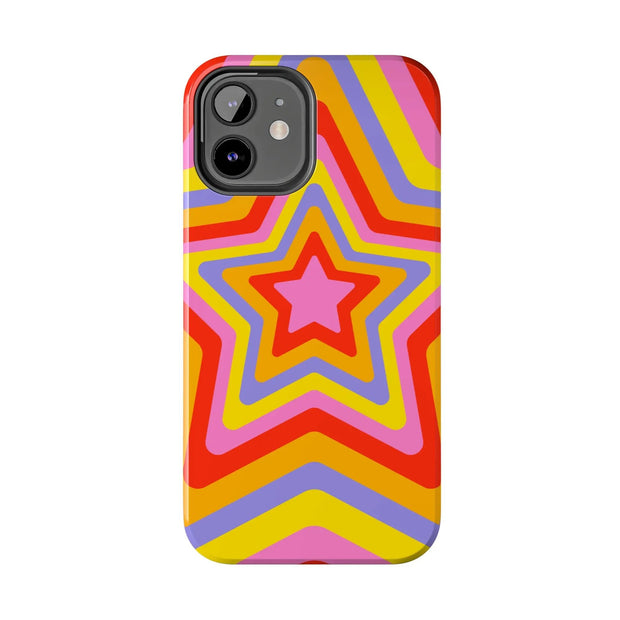 Retro Rainbow Star Groovy Tough Phone Case LavenderCeleste