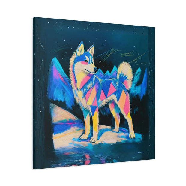 Vibrant Husky Abstract Pop Art Matte Canvas Print LavenderCeleste