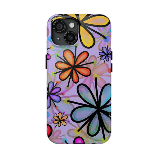 Retro Y2K Flower Power Pastel Tough Phone Case LavenderCeleste