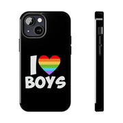 I Love Boys Pride Tough Phone Case – LGBTQ+ Rainbow Heart Design