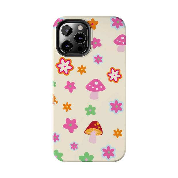 Retro Mushroom Flower Power Tough Phone Case LavenderCeleste