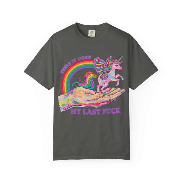 There It Goes My Last Fuck Funny Unicorn Comfort Colors Tee LavenderCeleste