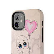 Sad Ghost with Heart Balloon Kawaii Tough Phone Case LavenderCeleste