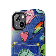 Retro Kidcore Denim Patch Tough Phone Case LavenderCeleste