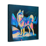 Vibrant Husky Abstract Pop Art Matte Canvas Print LavenderCeleste