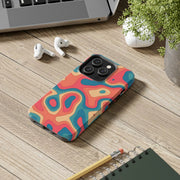 Retro Coral Abstract Mid-Century Tough Phone Case LavenderCeleste