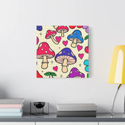 Kawaii Mushroom Cherry Flower Matte Canvas Print LavenderCeleste