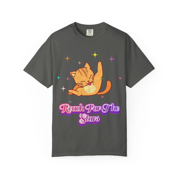 Reach For The Stars Sarcastic Cat Comfort Colors Shirt LavenderCeleste