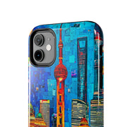 Shanghai Skyline Collage Pop Art Tough Phone Case LavenderCeleste