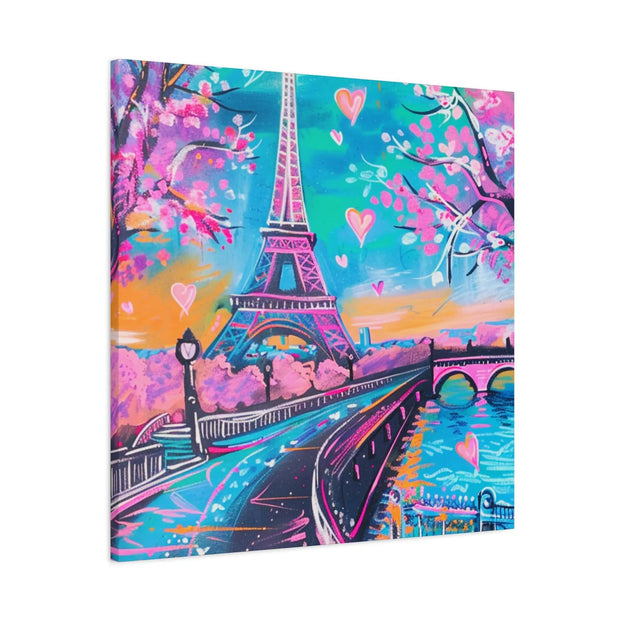 Pink Paris Eiffel Tower Dreamy Matte Canvas Art LavenderCeleste