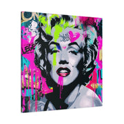 Marilyn Monroe Graffiti Matte Canvas – Neon Pop Art Street Style Wall Decor - LavenderCeleste