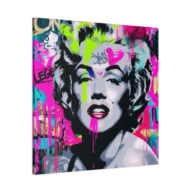 Marilyn Monroe Graffiti Matte Canvas – Neon Pop Art Street Style Wall Decor - LavenderCeleste