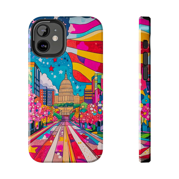 Washington DC Psychedelic Capitol Rainbow Tough Phone Case LavenderCeleste