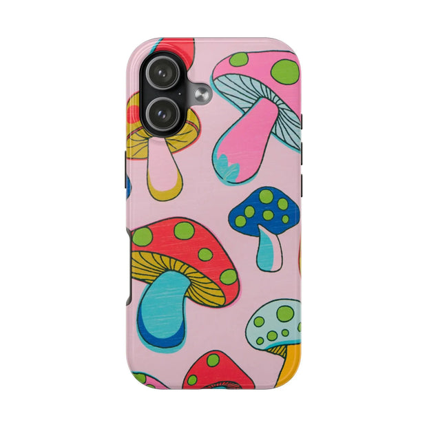 Retro Groovy Mushroom Tough Phone Case LavenderCeleste