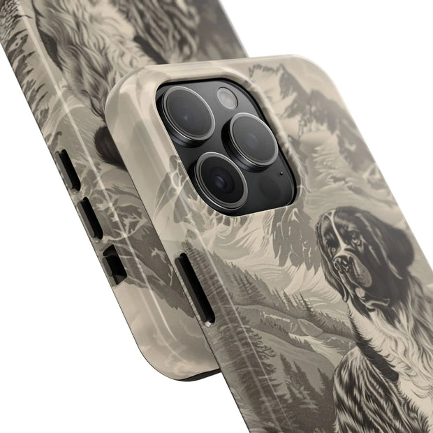 Saint Bernard Toile de Jouy Vintage Tough Phone Case LavenderCeleste