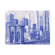 New York City Toile Art – Blue Scenic Skyline Matte Canvas Printify