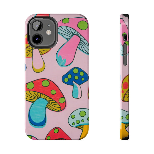 Retro Groovy Mushroom Tough Phone Case LavenderCeleste