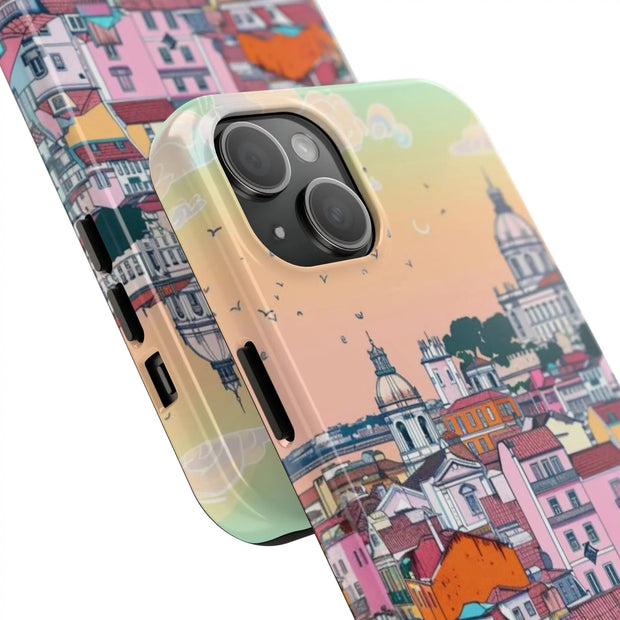 Lisbon Portugal Tough Phone Case – Pastel City Skyline Aesthetic