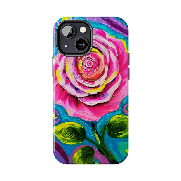 Vibrant Pink Rose Abstract Tough Phone Case LavenderCeleste