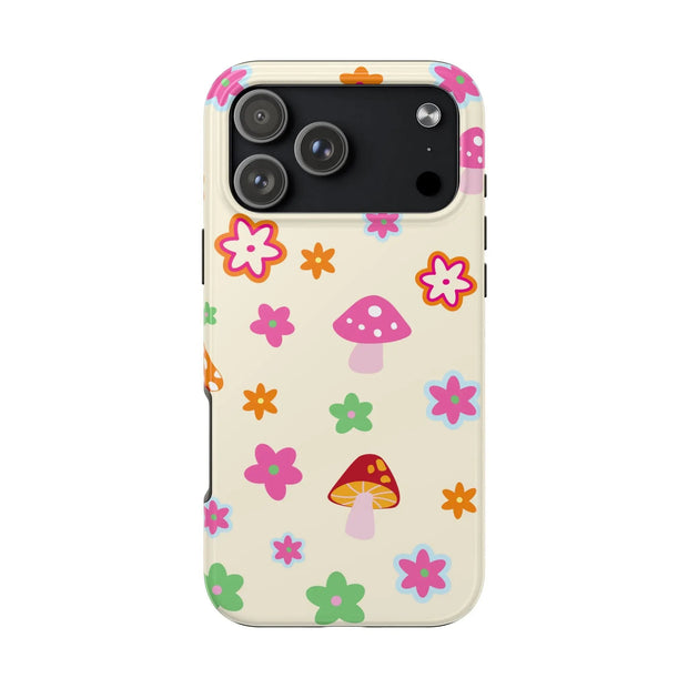 Retro Mushroom Flower Power Tough Phone Case LavenderCeleste