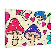 Kawaii Mushroom Cherry Flower Matte Canvas Print LavenderCeleste