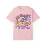 There It Goes My Last Fuck Funny Unicorn Comfort Colors Tee LavenderCeleste