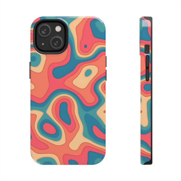 Retro Coral Abstract Mid-Century Tough Phone Case LavenderCeleste