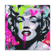 Marilyn Monroe Graffiti Matte Canvas – Neon Pop Art Street Style Wall Decor - LavenderCeleste