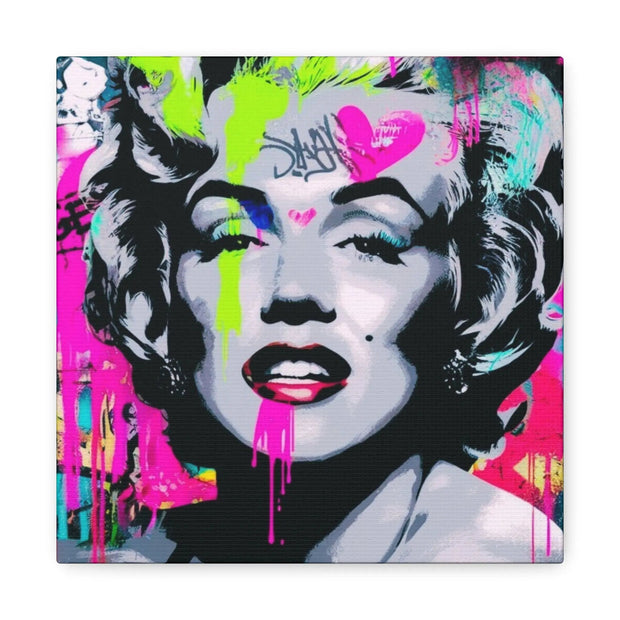 Marilyn Monroe Graffiti Matte Canvas – Neon Pop Art Street Style Wall Decor - LavenderCeleste