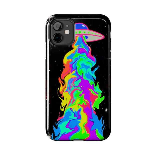 Psychedelic Neon UFO Abduction Tough Phone Case LavenderCeleste