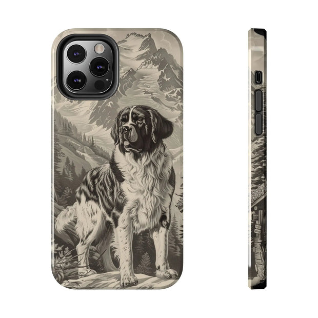 Saint Bernard Toile de Jouy Vintage Tough Phone Case LavenderCeleste