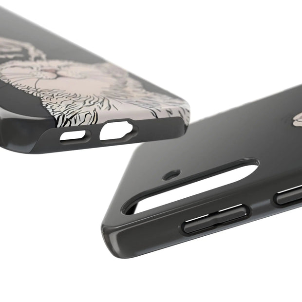 Skeleton Scratch Cat Gothic Humor Tough Phone Case LavenderCeleste