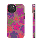 Retro Neon Groovy Flowers Tough Phone Case – 70s Psychedelic Floral Pattern Printify