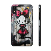 Goth Bow Cat Graffiti Pop Art Tough Phone Case LavenderCeleste