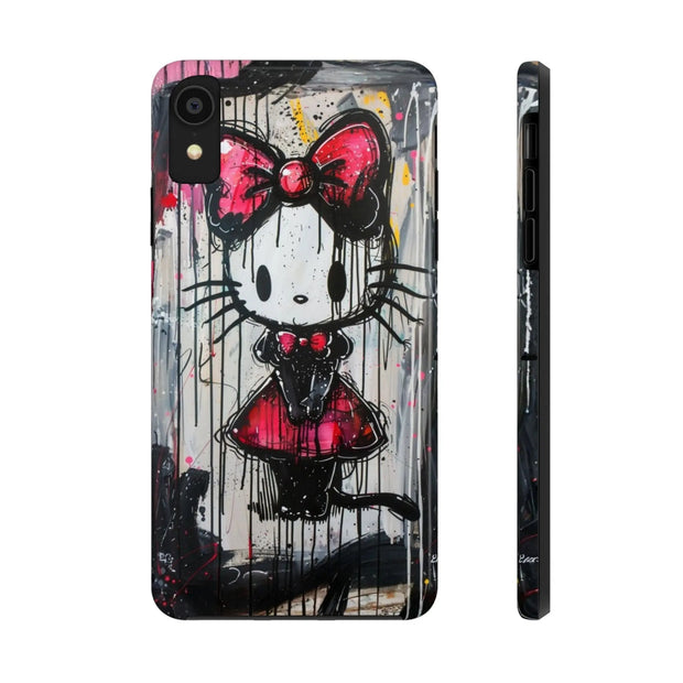 Goth Bow Cat Graffiti Pop Art Tough Phone Case LavenderCeleste