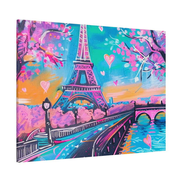 Pink Paris Eiffel Tower Dreamy Matte Canvas Art LavenderCeleste