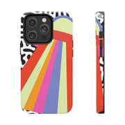 Retro Mod UFO Rainbow Beam Tough Phone Case LavenderCeleste