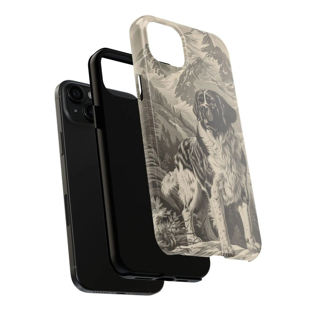 Saint Bernard Toile de Jouy Vintage Tough Phone Case LavenderCeleste